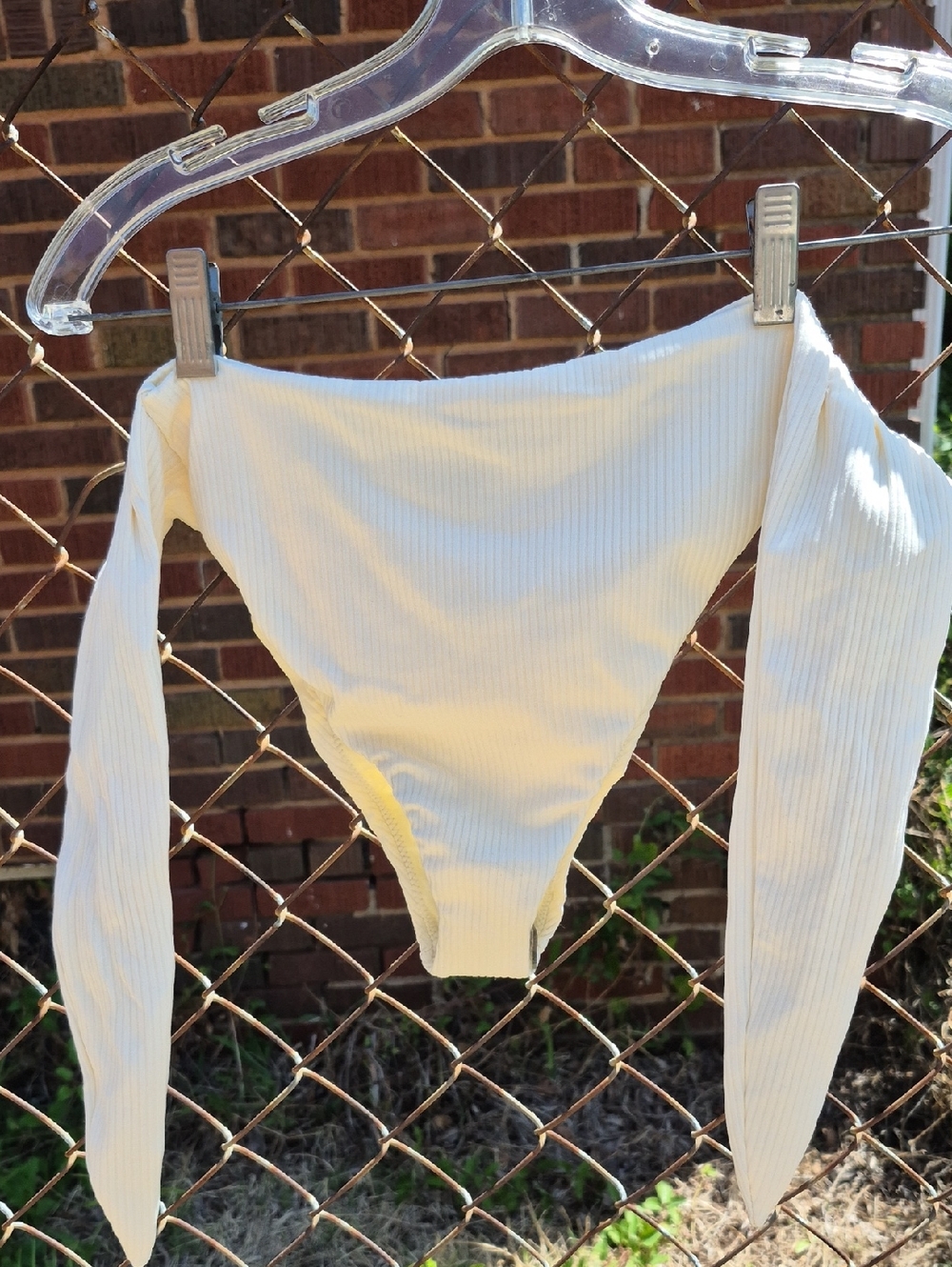 NWOT Montce Cream Paula Rib Waist Tie Bikini Bottoms Ribbed Size Small